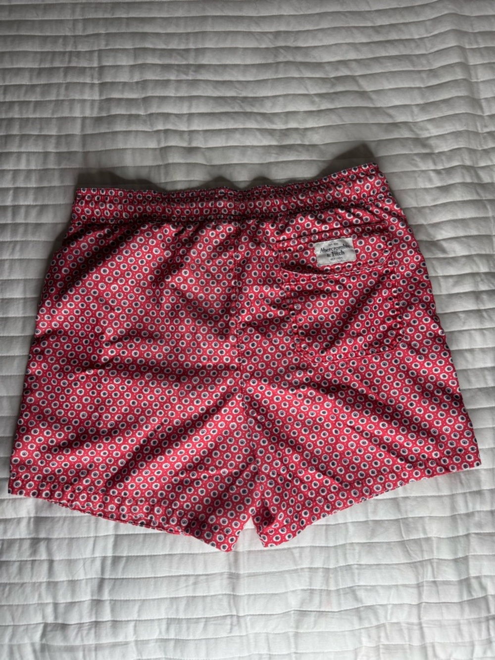 ABERCROMBIE & Fitch Red Geo-Print Swim Trunks - Picture 2 of 4